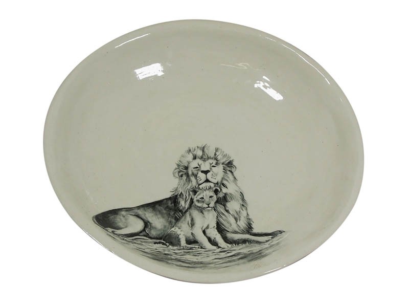 Ceramic Lion and Cub Bowl Ceramic Lion and Cub Bowl